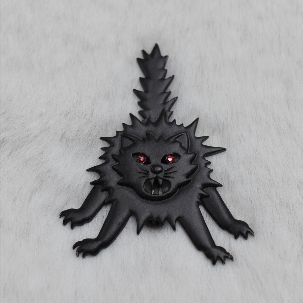 J.J Spooky Black Cat Brooch Pin Halloween Gothic Whimsigoth 90s Vintage